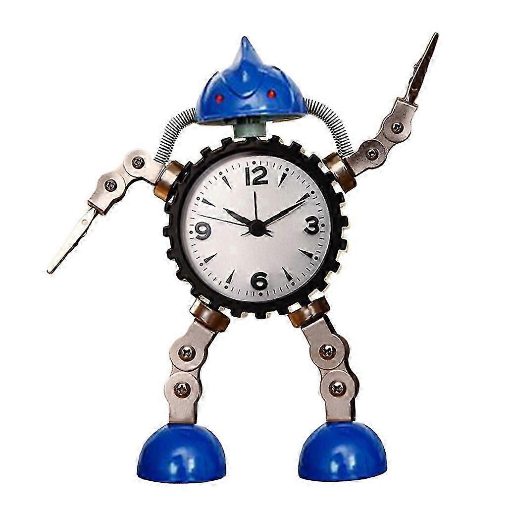 Creative alarm clock robot clock small desk clock Blue