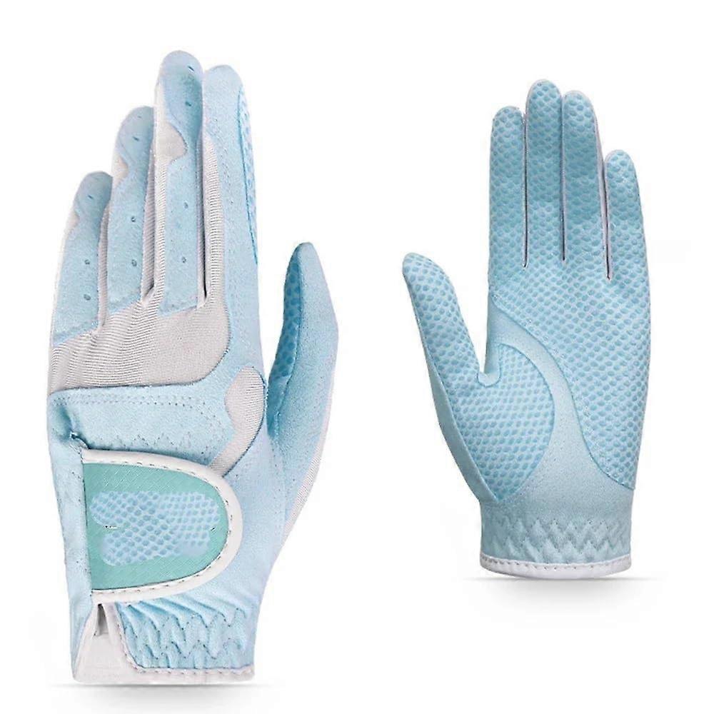 Golfhandschuhe Damen Linke Hand & Rechte Hand Atmungsaktiv Palm Schutz Sporthandschuhe Blau Weiß Größe 18