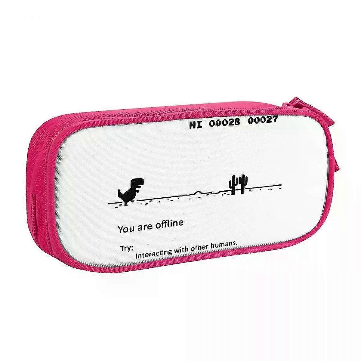 Chrome Dino Dinosaur Offline Pencil Case for Programmers - Large School Bag