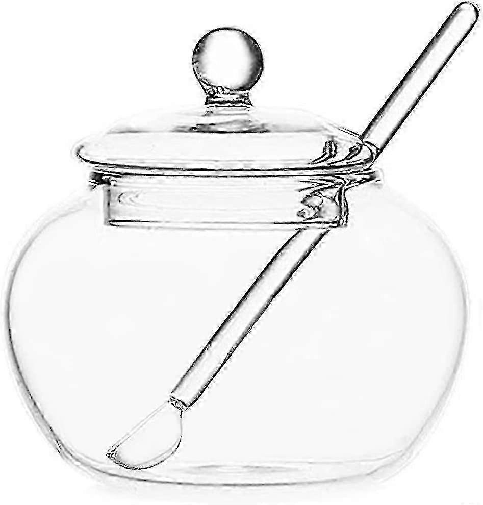 Glass Sugar Bowl with Lid and Serving Spoon