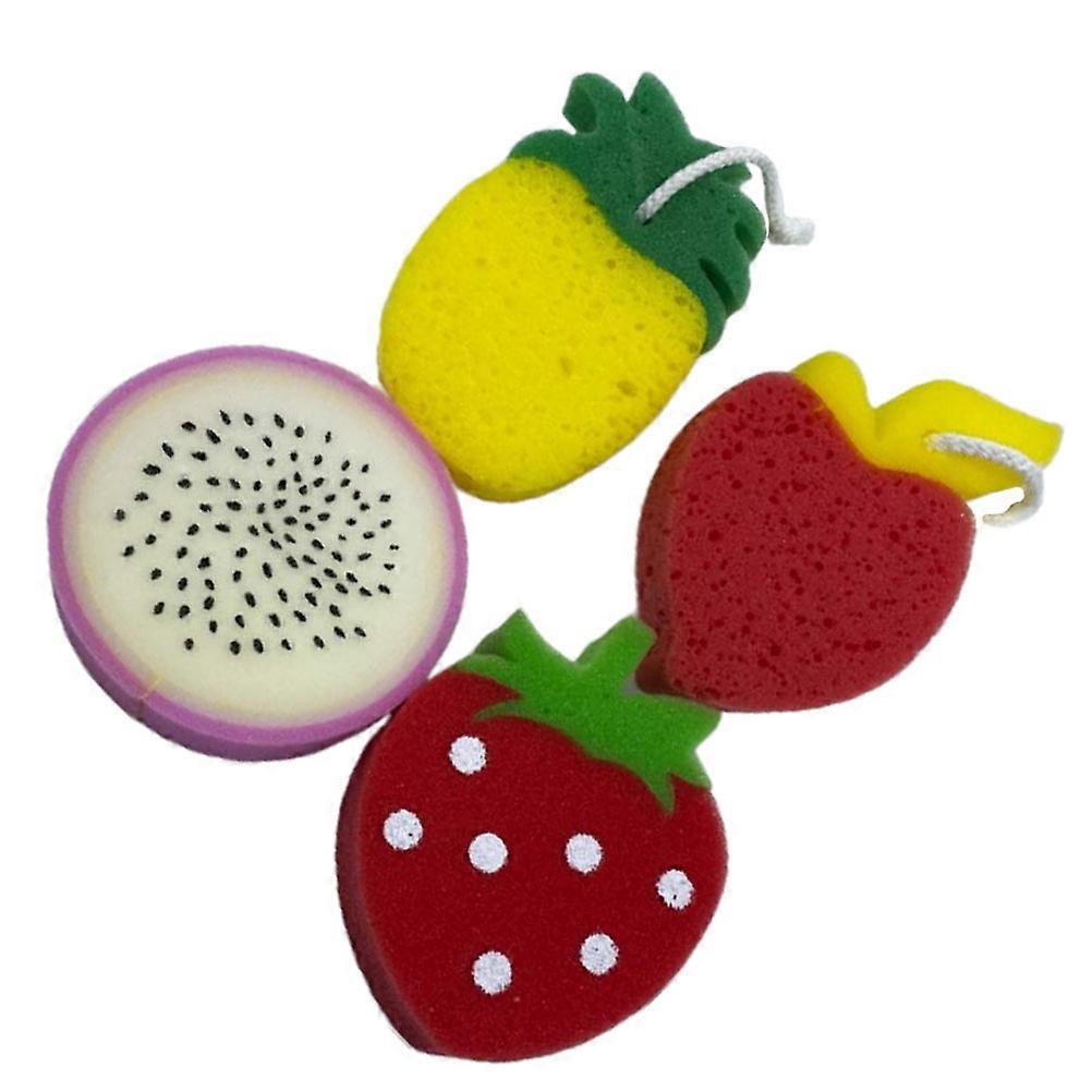 Kid-Friendly Bath Sponges, Cartoon Fruit Style for Engaging and Comfortable Bathing