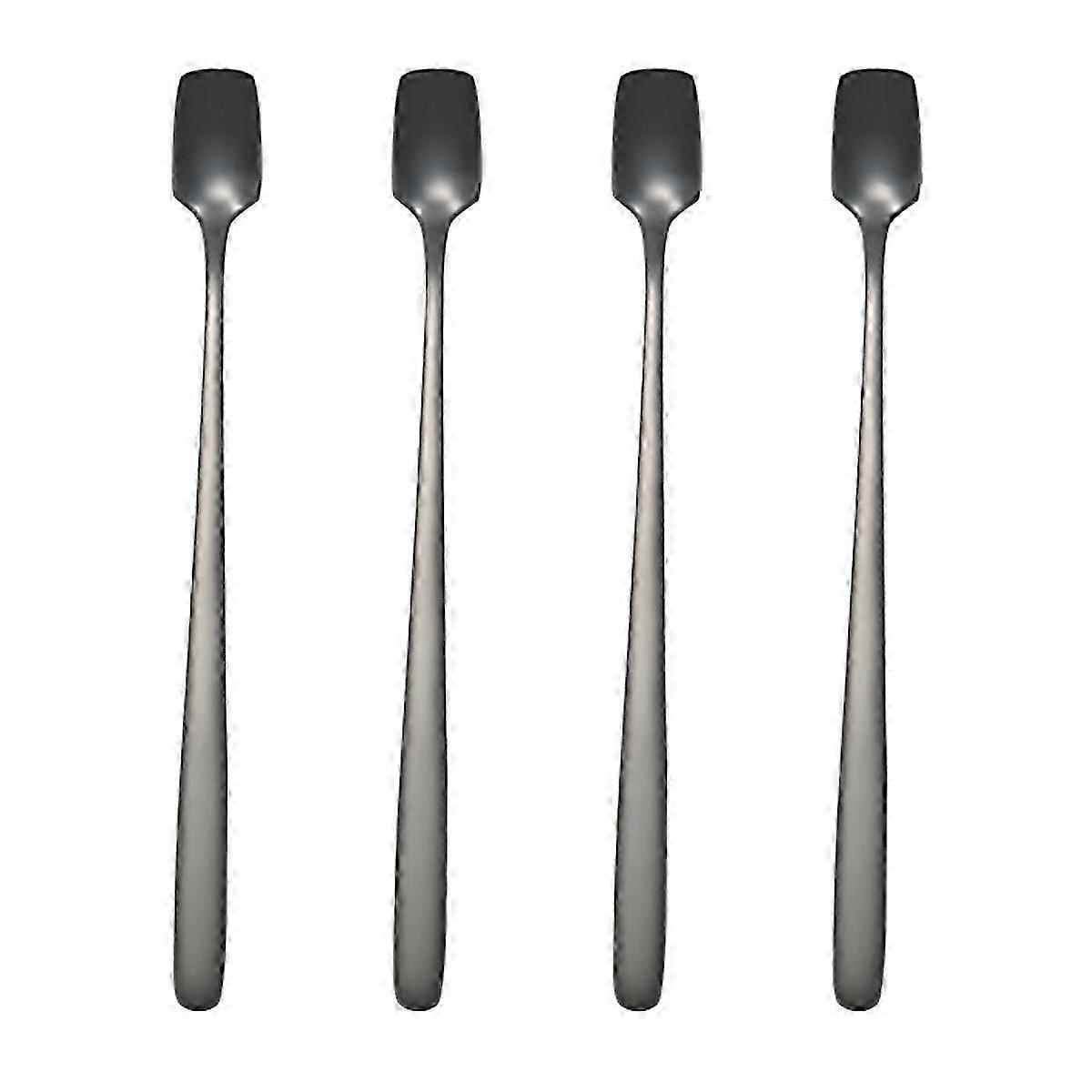 4-delt rustfrit stål langskaftsskeer til kaffe, is og cocktails