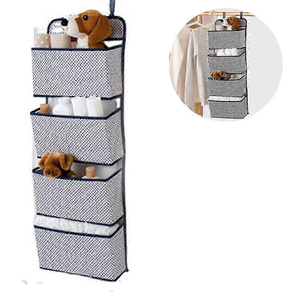Foldable Hanging Organizer with 4 Pockets and 2 Hooks
