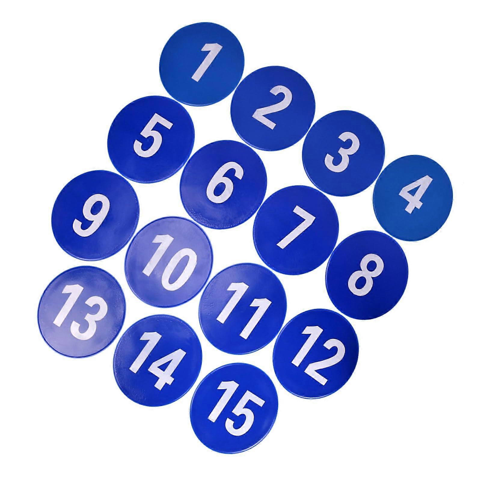 15 Percent Flat Cones with Numbers Agility Training Markers for Soccer and Gym Workouts - Non-Slip Design