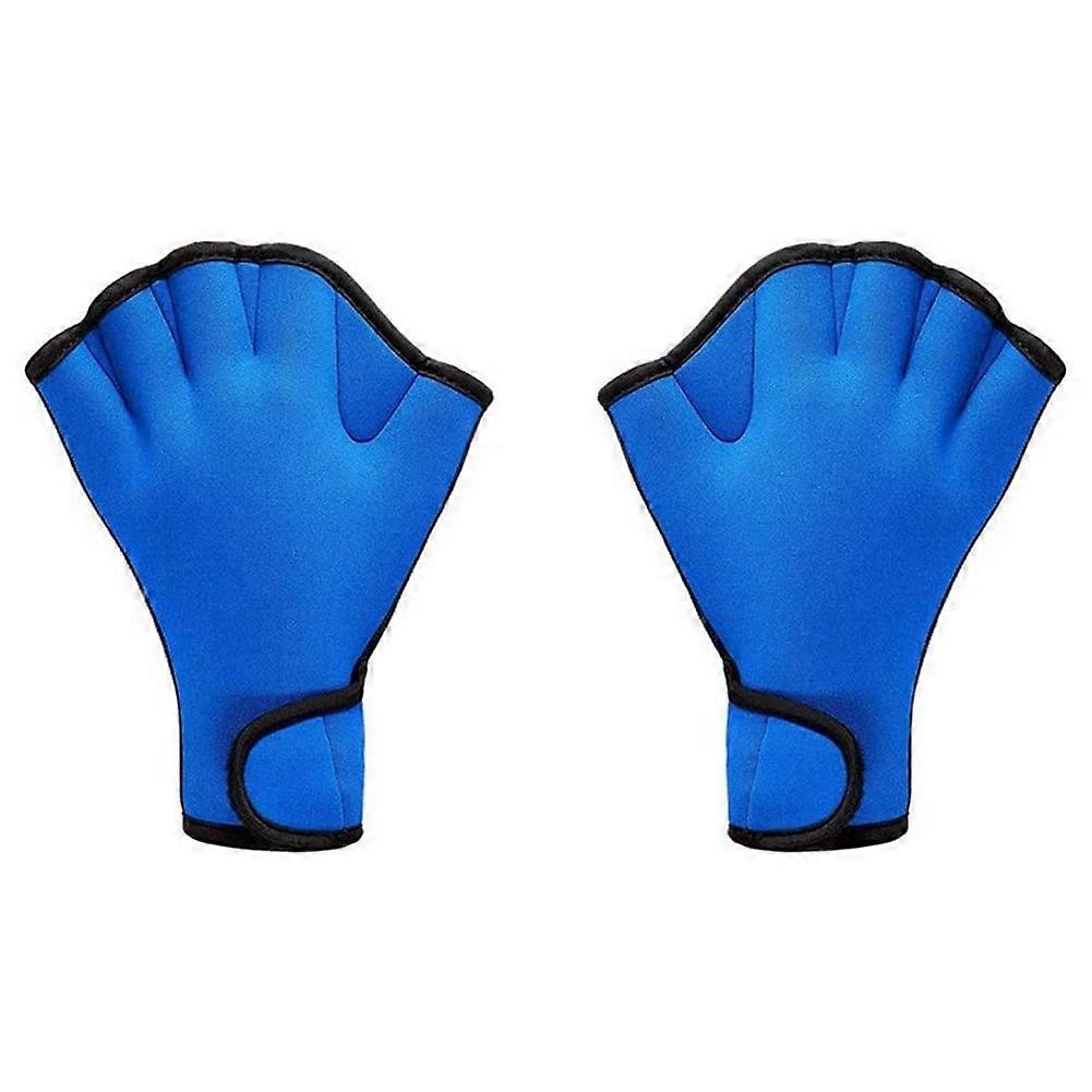 Swimming training, diving equipment, nonslip halffinger gloves for swimming training for adults and children, BlueM