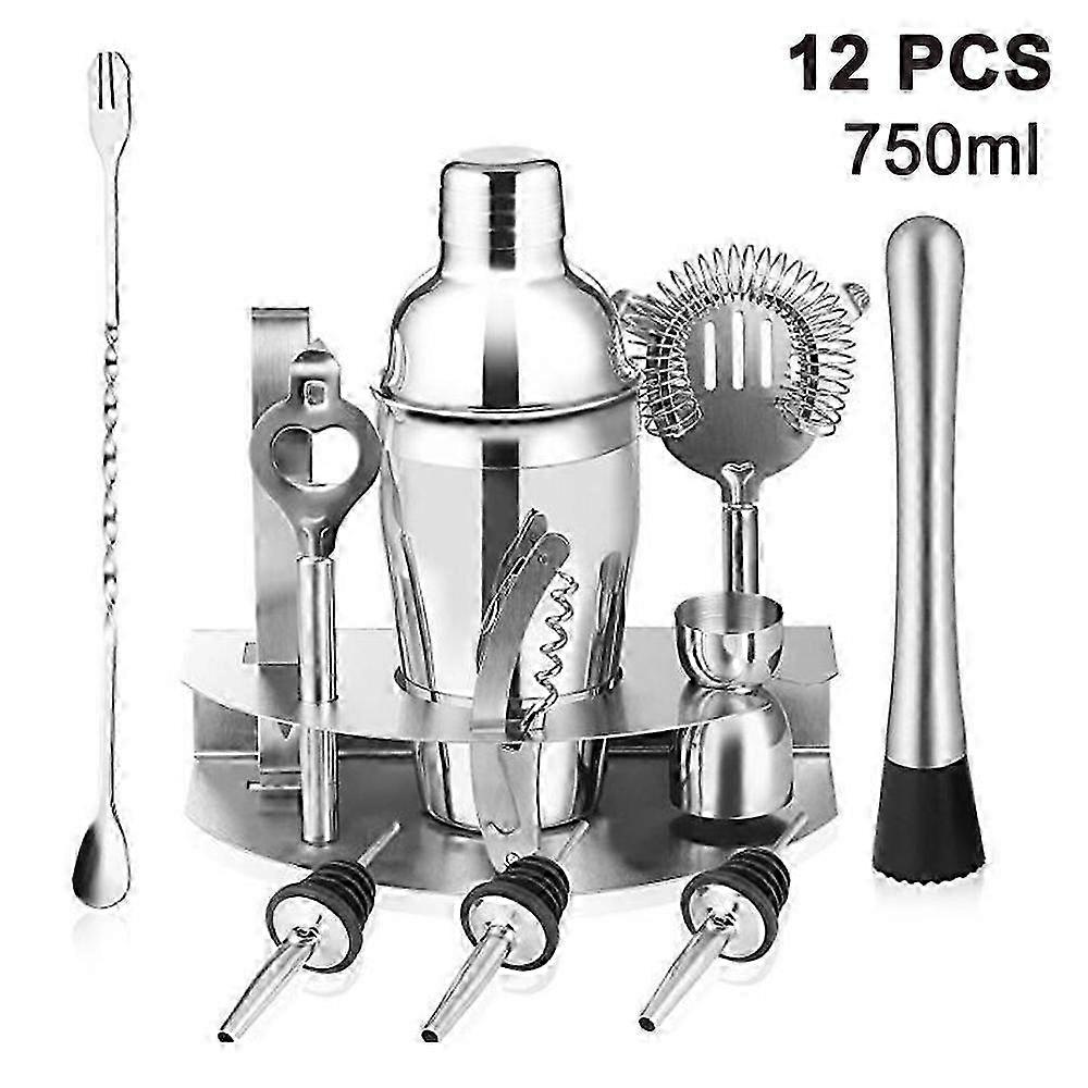12-Piece 750ml Cocktail Shaker Bar Set with Mixing Tools