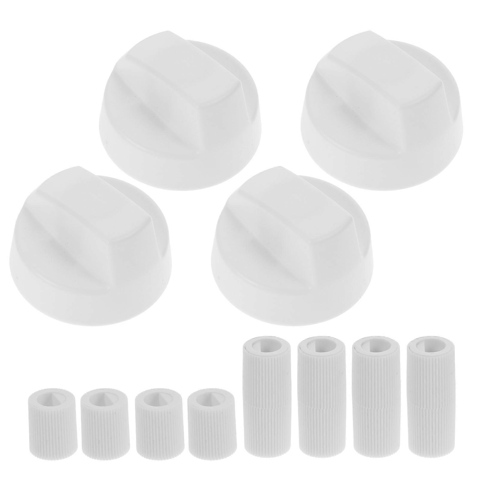 4 Pack Universal Control Knobs with 12 Adapters Replacement Parts for Oven Stove or Ranges White