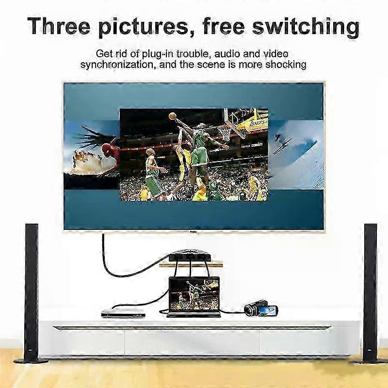 2025 1/2/3PCS Port 4K 2.0 Cable Auto Splitter Switch Switcher 3x1 Adapter HUB 3D 3 to 1 For Monitor PS5