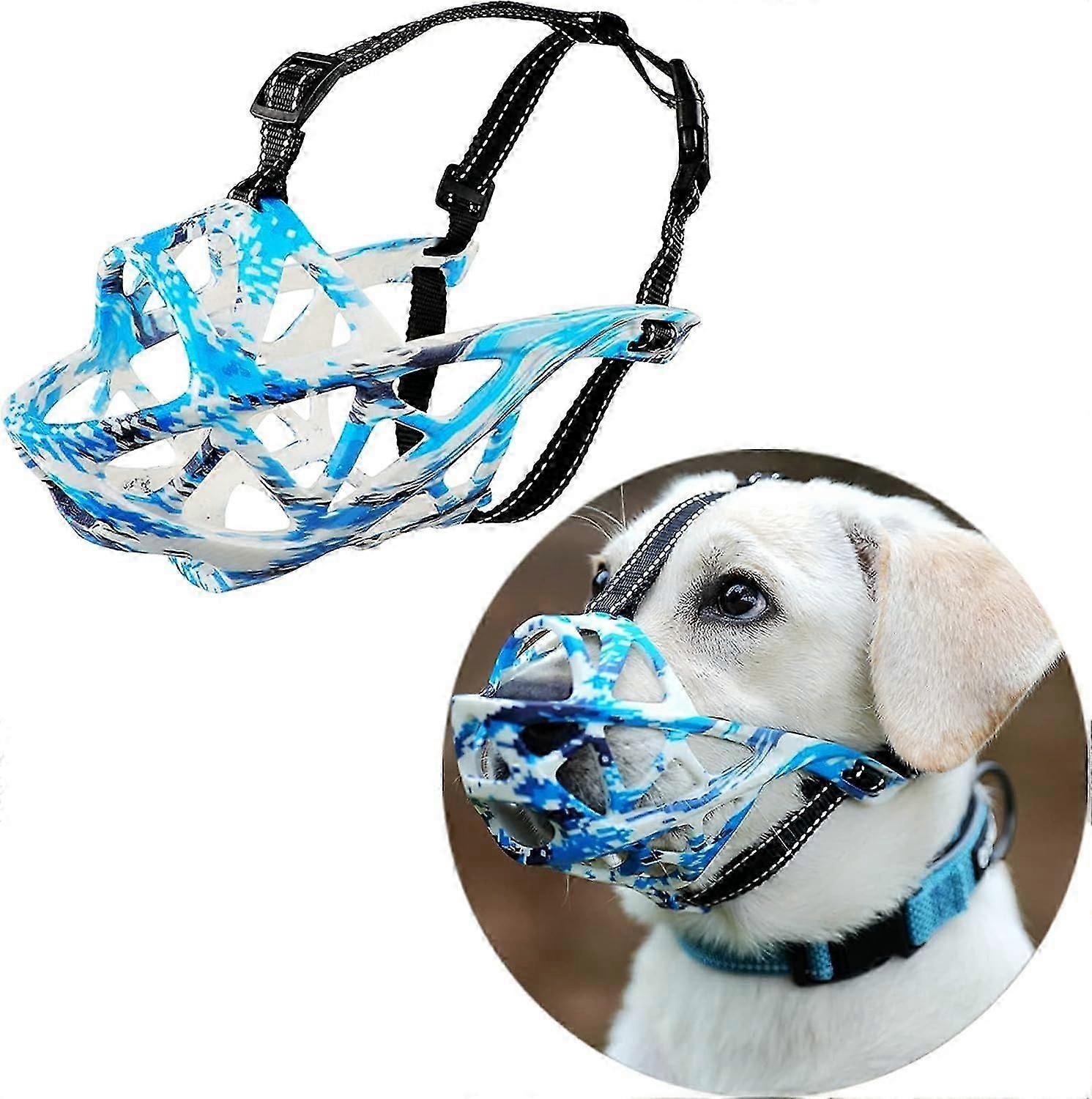 Dog Muzzle with Adjustable Straps, Soft Basket Muzzle for Medium Large Dogs, Dog Covered Mouth Guard to Stop Biting Barking
