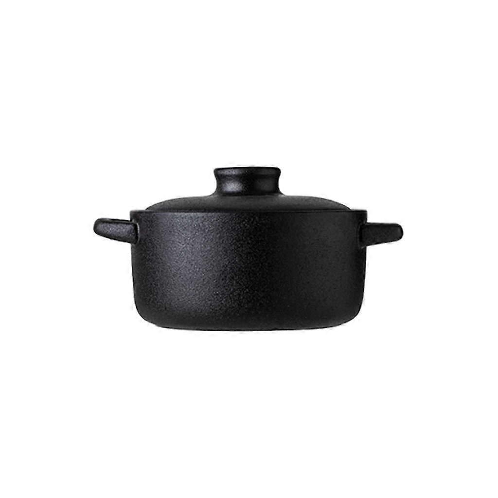 Porcelain Soup Bowl with Handles, Microwave Safe, Black, Small