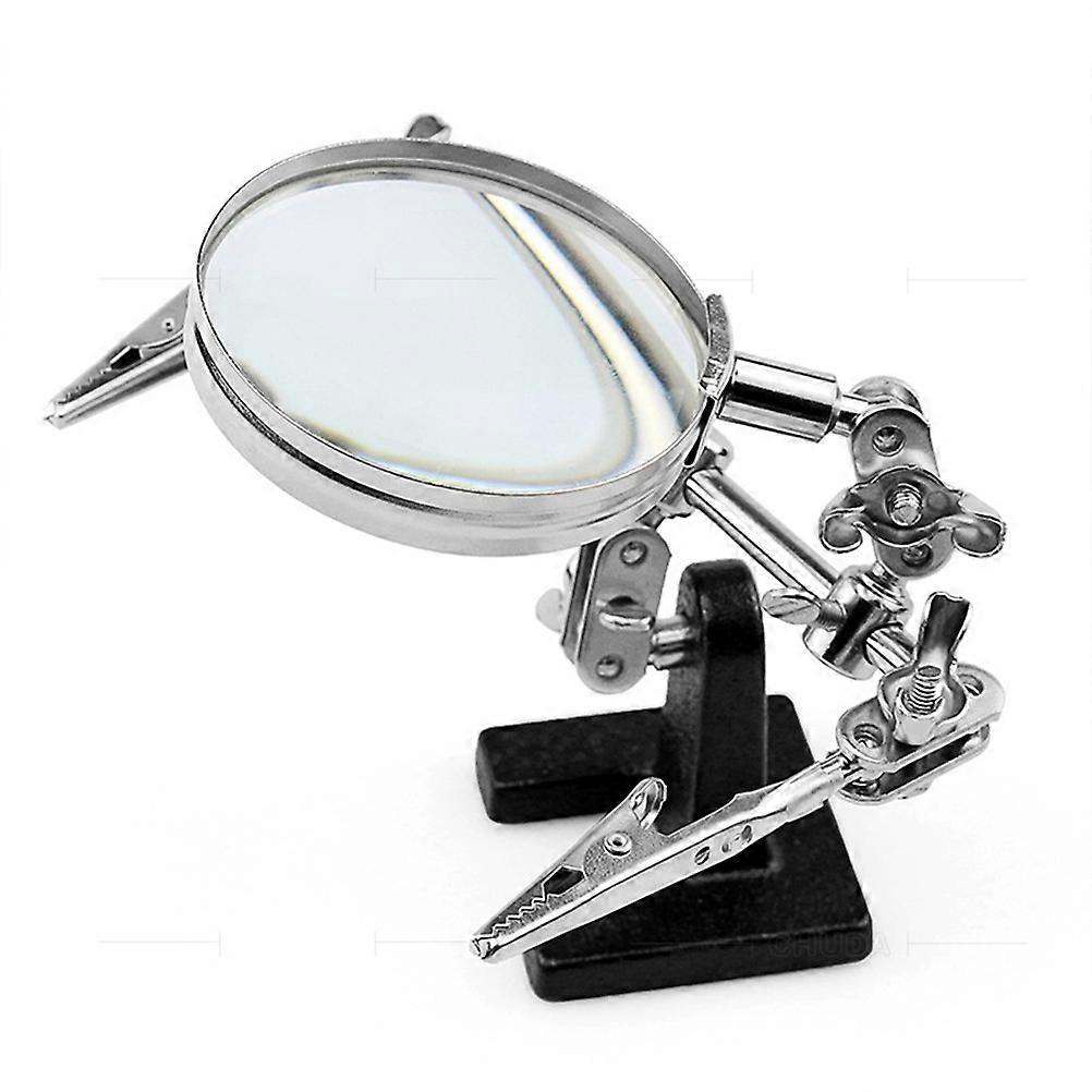 Handheld Magnifier Desktop Magnifiers Adjustable Stand Magnifying Glass For Reading Silver 15.4X12.5cm Magnification 1Set