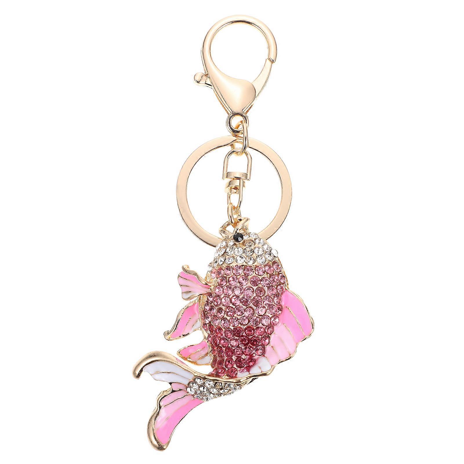 Goldfish Keychain Fish Shaped Keychain for Hanging Keys in Pink Alloy