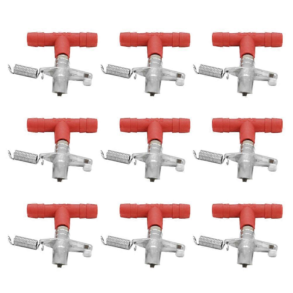 Automatic Water Dispenser Rabbit Cage Drinker Spring Mechanism Red 4.5 x 4.2 x 0.8 Cm Feed System 10Pcs
