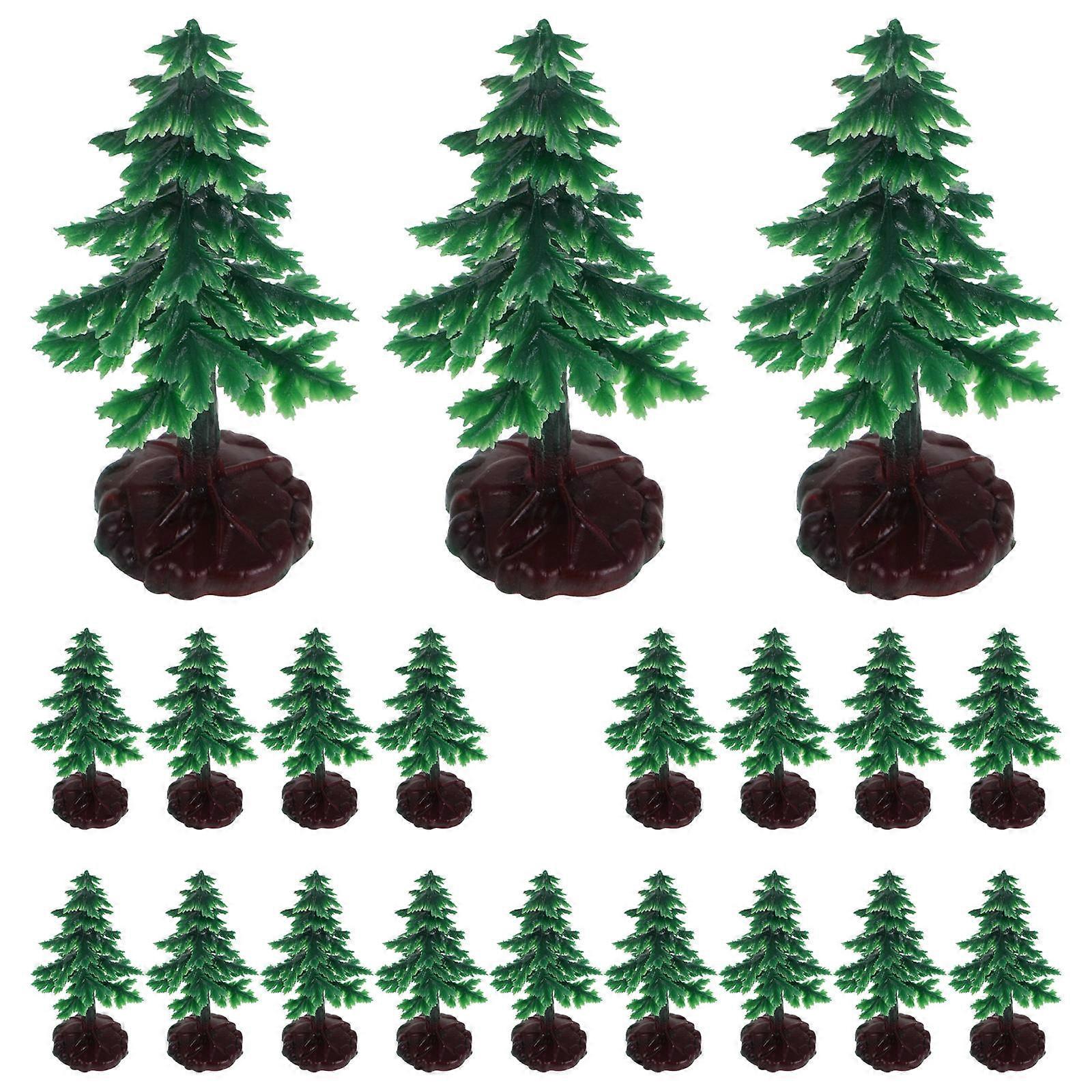Mini Snow Pine Model Trees Mini Christmas Trees Green Conical Realistic Design For Indoor Display 20Pcs