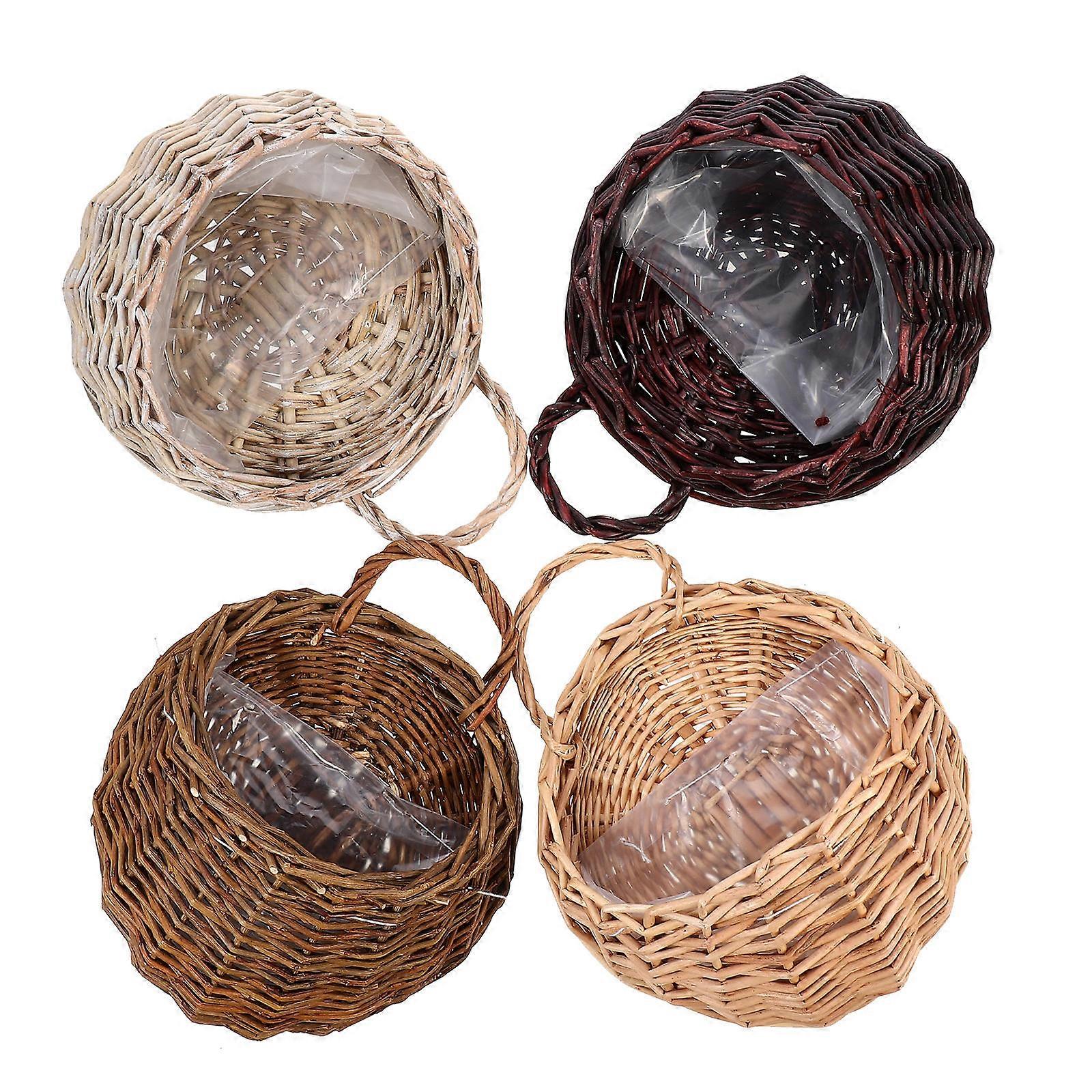 Handmade Woven Hanging Basket for Storage in Assorted Color Made of Synthetic Material 4Pcs