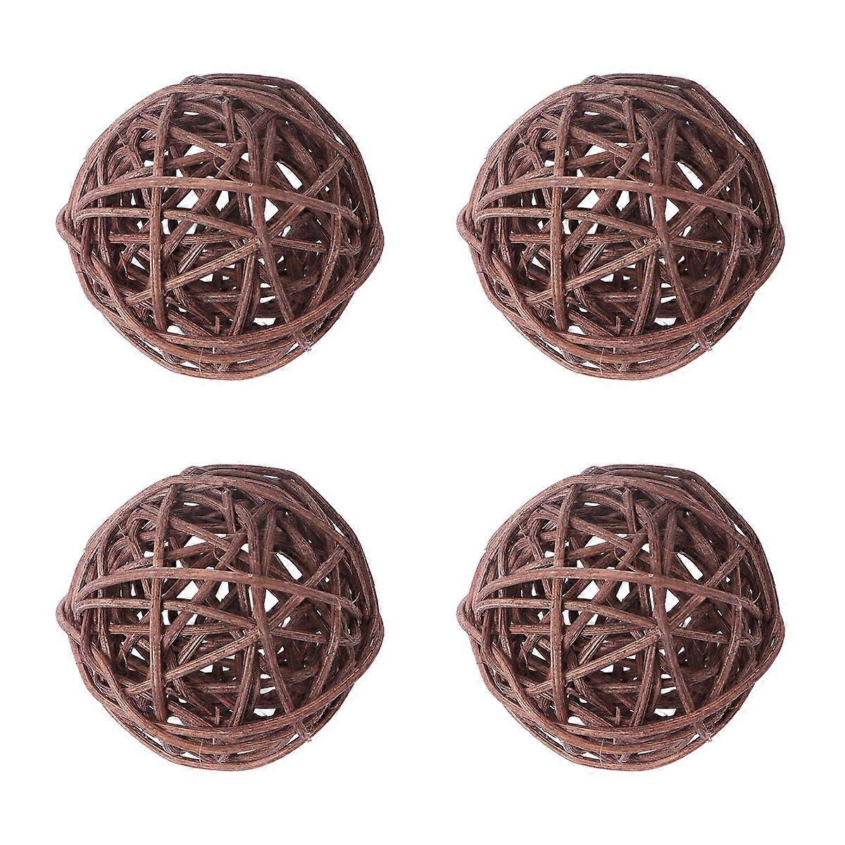 籐のボールを織る籐の籐のボールは、家の壁のドアの窓のための装飾をぶら下げています5cmブラウン15個