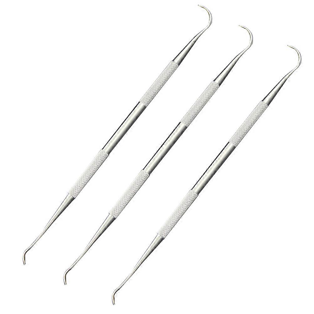 Strumenti orali Stuzzicadenti in acciaio inox Dual End Set Dentisti Strumenti Argento 3 pezzi