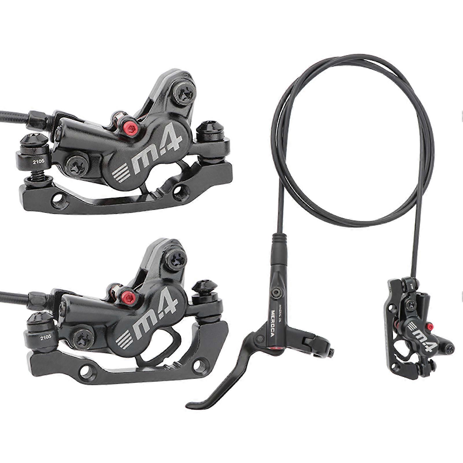 MTB Hydraulic Disc Brake Front Rear Caliper with Hydraulic 4 Pistons and Two-way Brake System 22.2mm Mountain Bike Cycle Right Left Brake Lever Kit