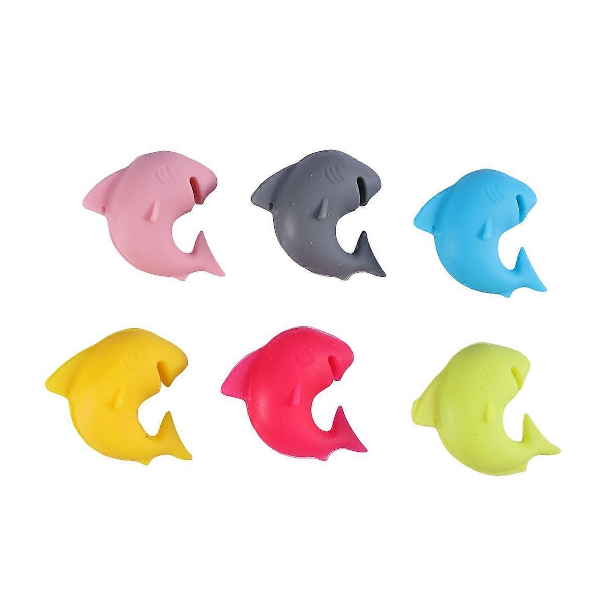 Silicone Shark Wine Charms Drink Markers Non-Slip For Cocktail Hours Wine Glass 12Set