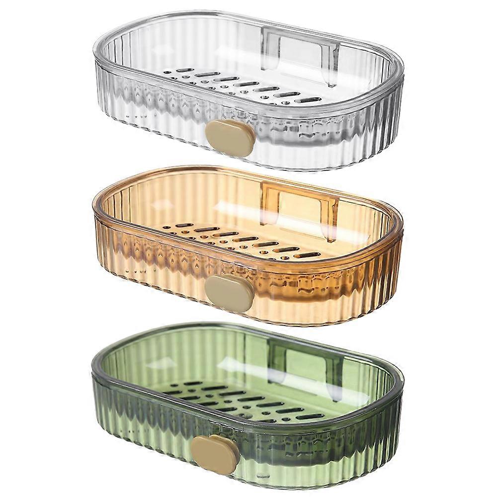 Bathroom Soap Dishes Wall-Mountable Simple Style Double-Layer Box Homeowners 3Pcs