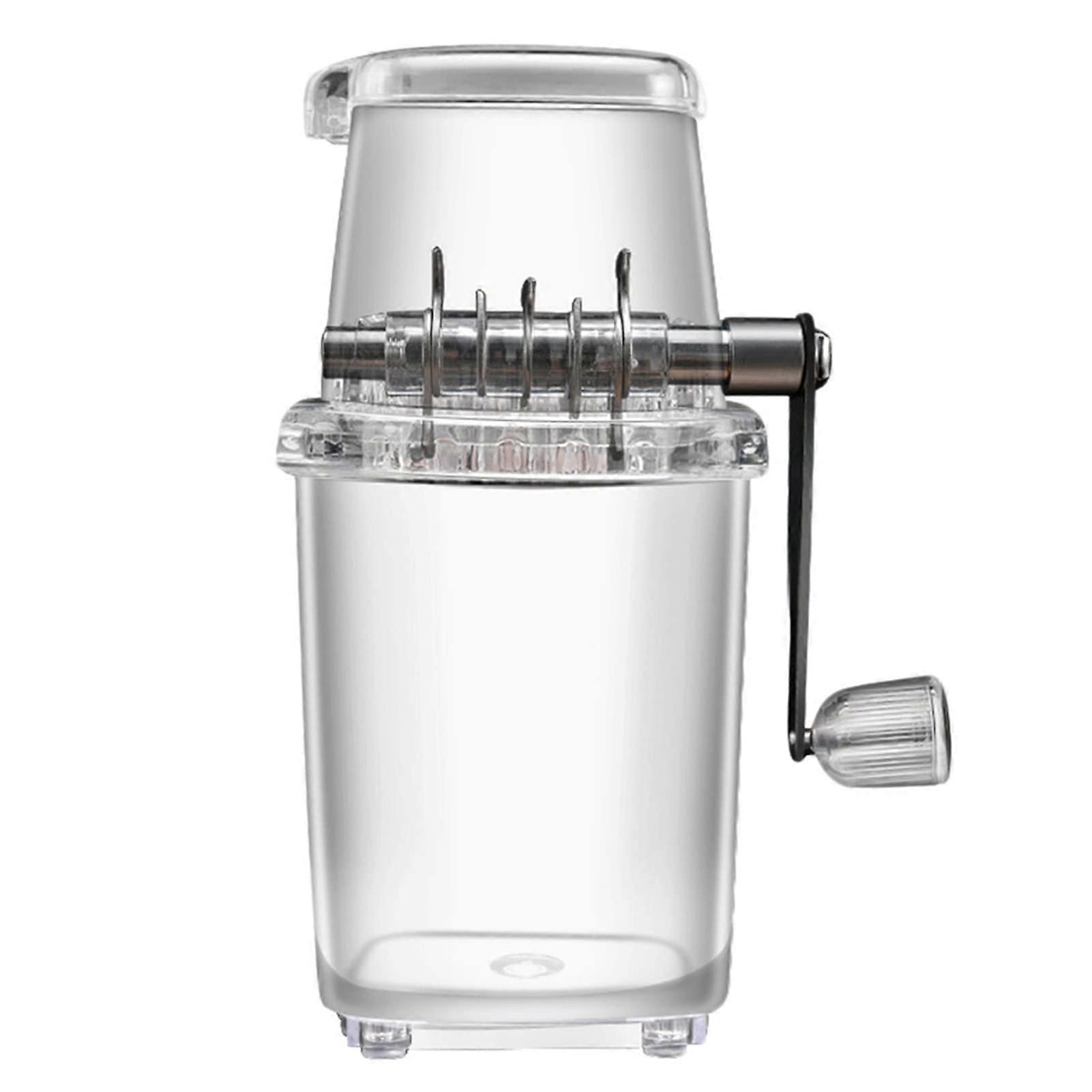 Hand Crank Ice Crusher, Portable 1.25L DIY Manual Shaved Ice Maker Ice Cube Breaker Machine for Outdoor Camping Use (Transparent)