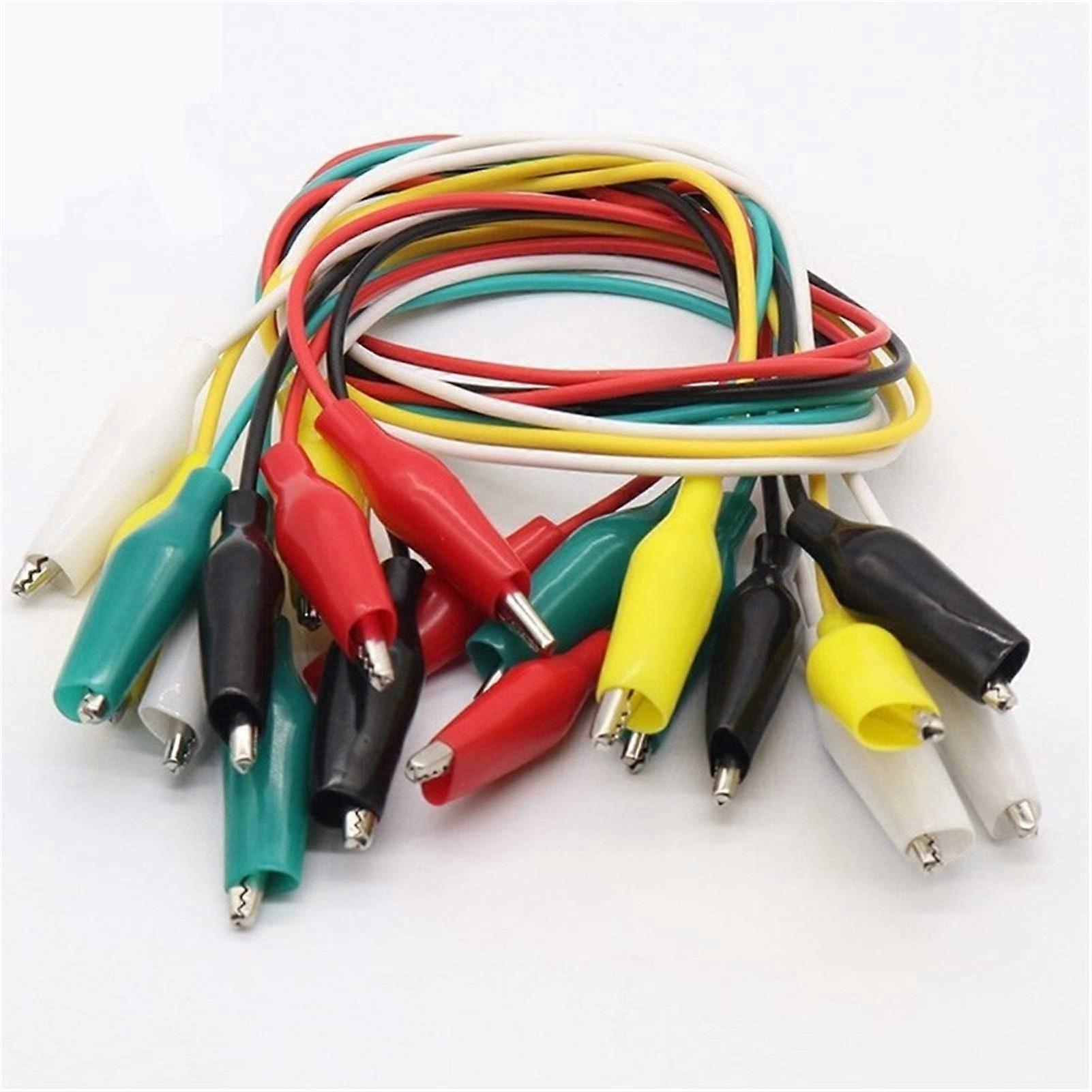 Jumper Wire Set 10 Pack with 45cm Leads and 28mm Double-Sided Alligator Clips for Cable Testing