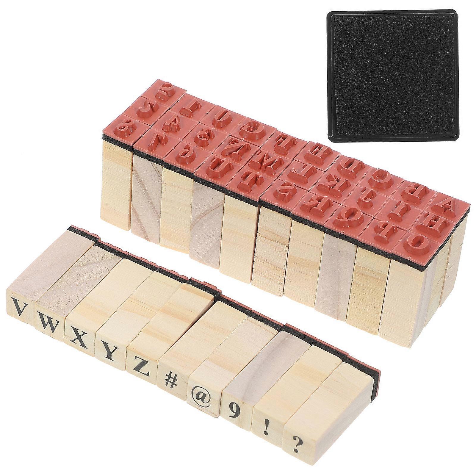 Letter Stamps English Alphabet Stamp Set Scrapbooks Cards Diy Enthusiasts Classic Design Wood 3.20X1.00X1.00CM 40Pcs