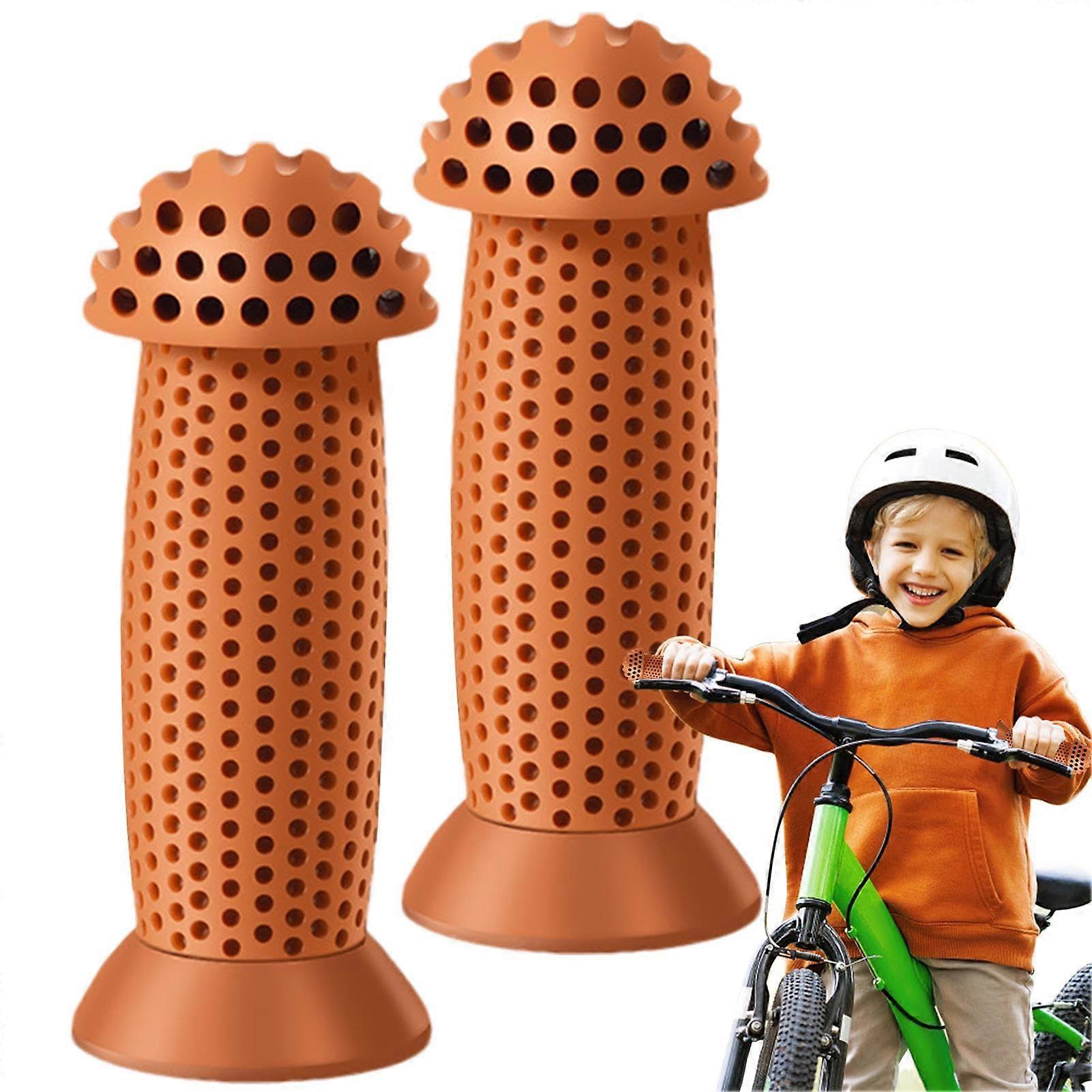 Bicycle Grips for Kids, Scooter Grips 2 x NonSlip Soft Rubber Bicycle Grips Handlebar End Grips, Scooter Grip Handlebars for Kids, Brown