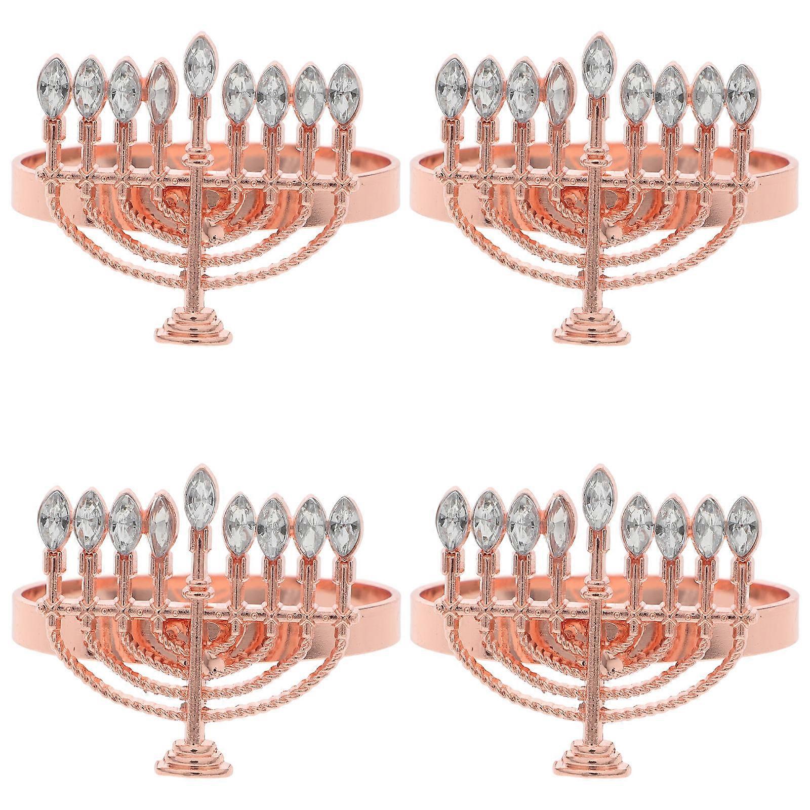 Reusable Napkin Buckles Hotel Serviette Buckles Metal Serviette Rings Party Napkin Rings Hanukkah 4.50X4.00X3.00CM 4pcs