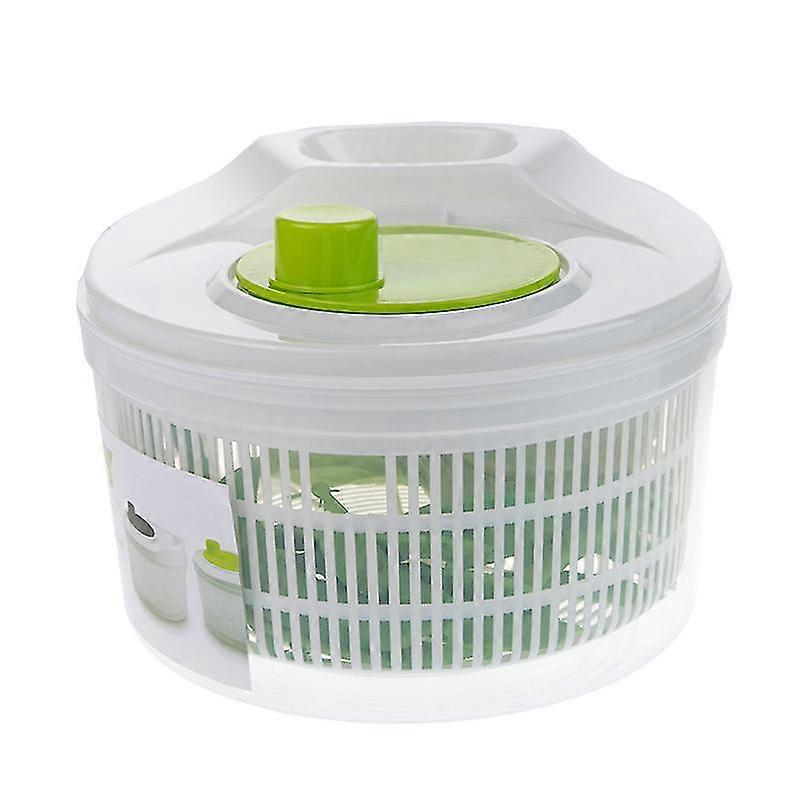 Salad Spinner with Integrated Strainer, Rotary Operation - White