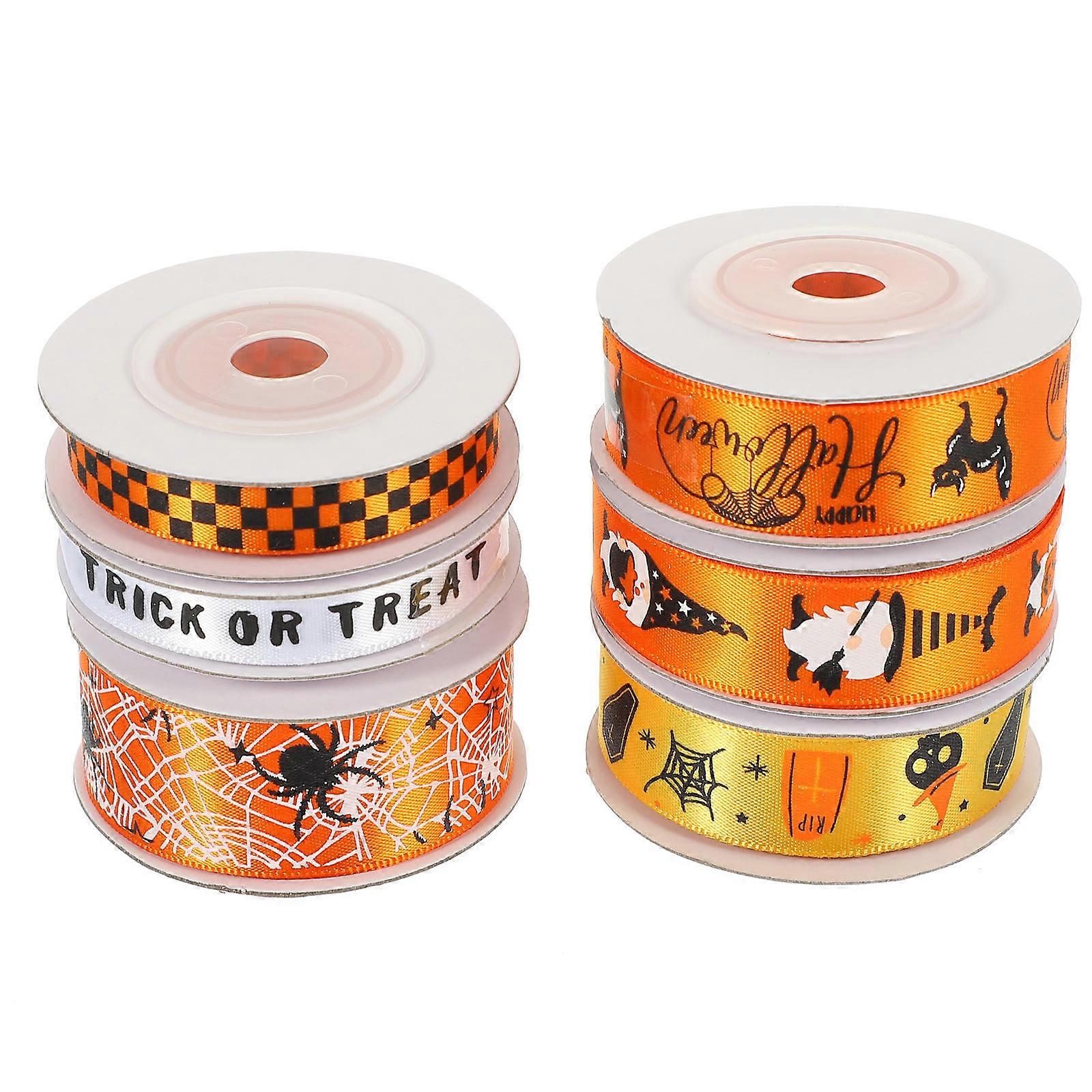 Halloween Craft Supplies Multi-Colored Polyester Ribbon Halloween Design For Parties 6Set
