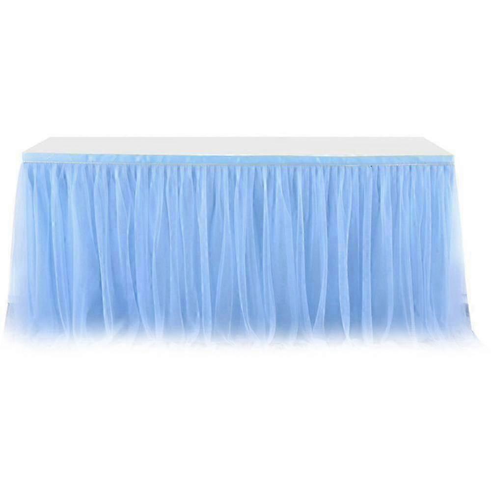Tulle Table Skirt for Rectangle or Round Tables, White Ruffle Table Cloth for Weddings, Showers, and Parties