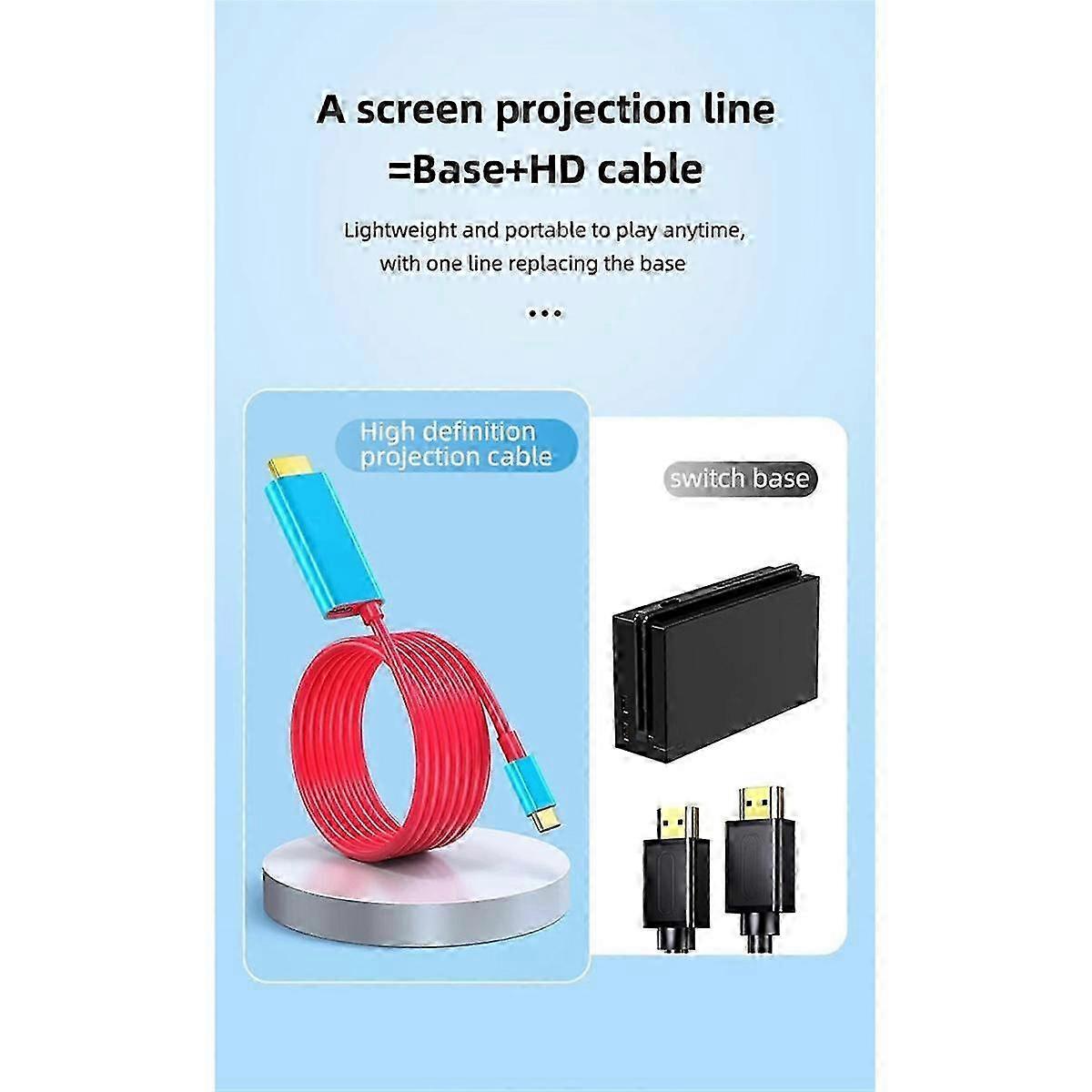Type C to Compatible Cable 4K 30Hz USB C to Compatible Cable with PD60W Power Port