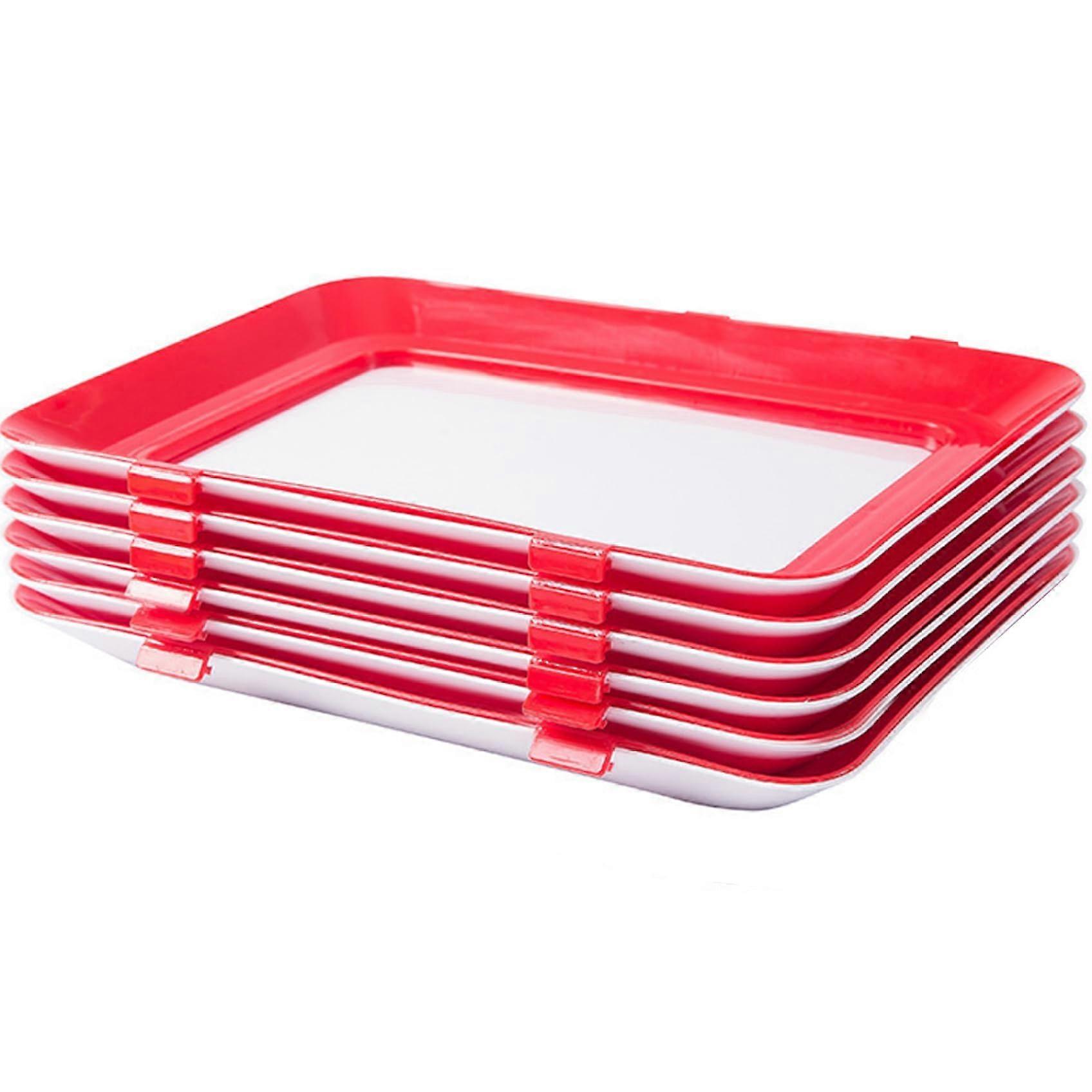 6 stretchable freshkeeping containers with buckle, stackable vacuum food storage, reusable, airtight, 30.5 x 21.8 cm