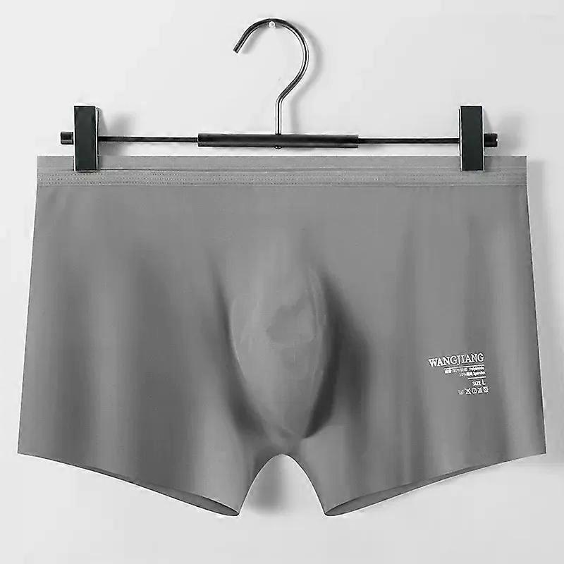 Men's Boxy Underwear Seamless Ice Silk Thin Soft Light Transparent Youth Low Waist U Convex Pouch Boxer Shorts Quick Dry Trunks