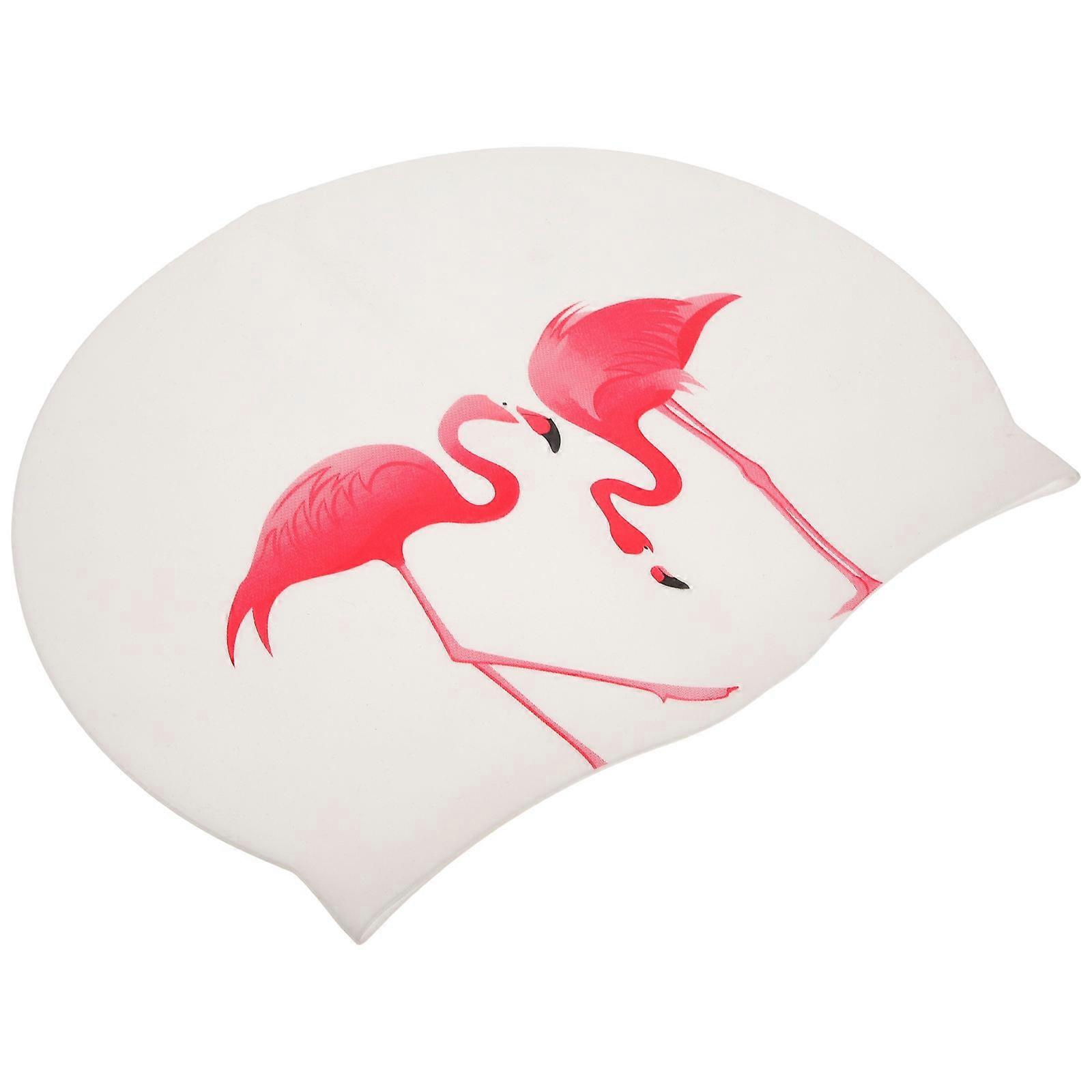 Round Silicone Swim Cap for Swimming and present Giving White Butterfly 2Pcs