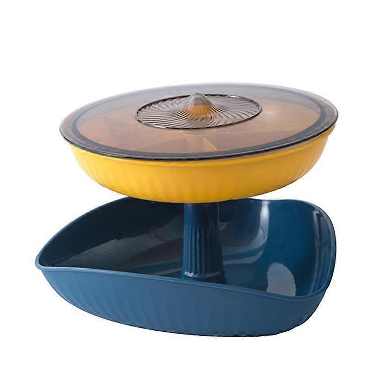 Snacks Dried Fruit Plate Multilayer Superimposed Fruit Plate Candy Plate, Specification: Double Layer 1 (Royal Blue ) Double Layer 1 (Royal Blue )
