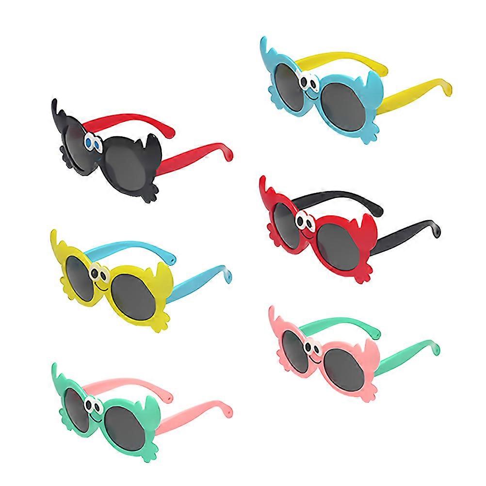 Crab Sunglasses for Party Supplies Adorable Kids Eyewear ABS Material Assorted Color 6pcs