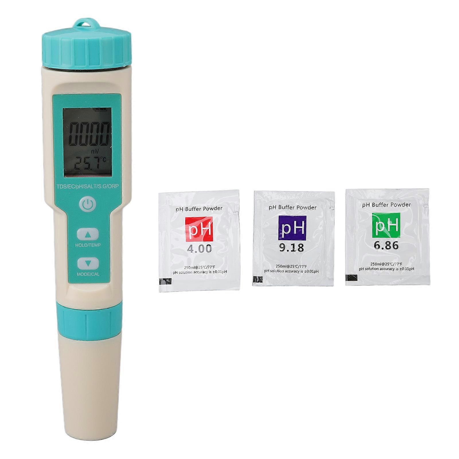 Quality Meter ORP PH TDS TEMP EC Salinity SG 7 in 1 Accurate Digital Water Testing Pen with Powder