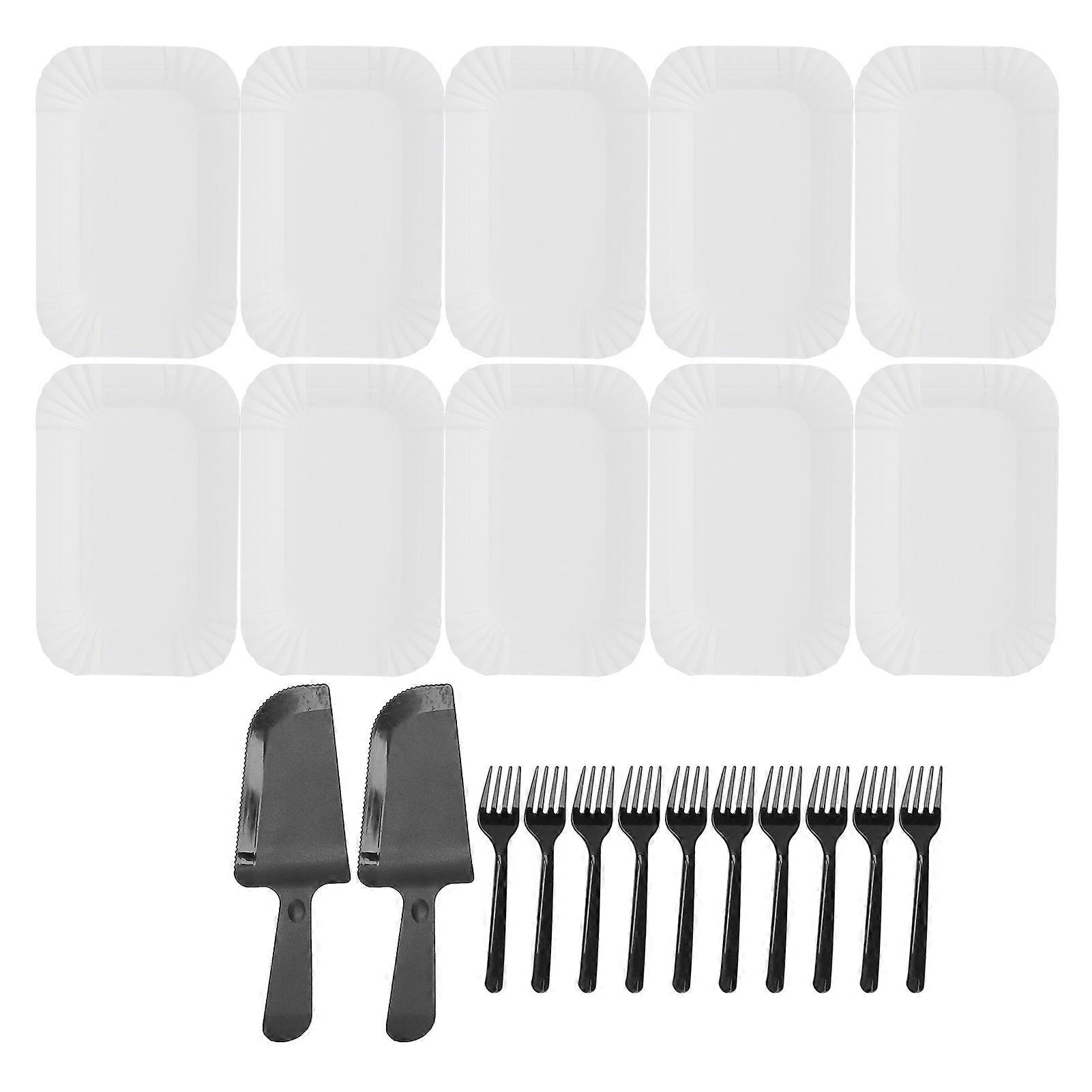 Disposable Cake Tableware Environmentally Friendly Plastic Paper Tray Set for Birthday Party