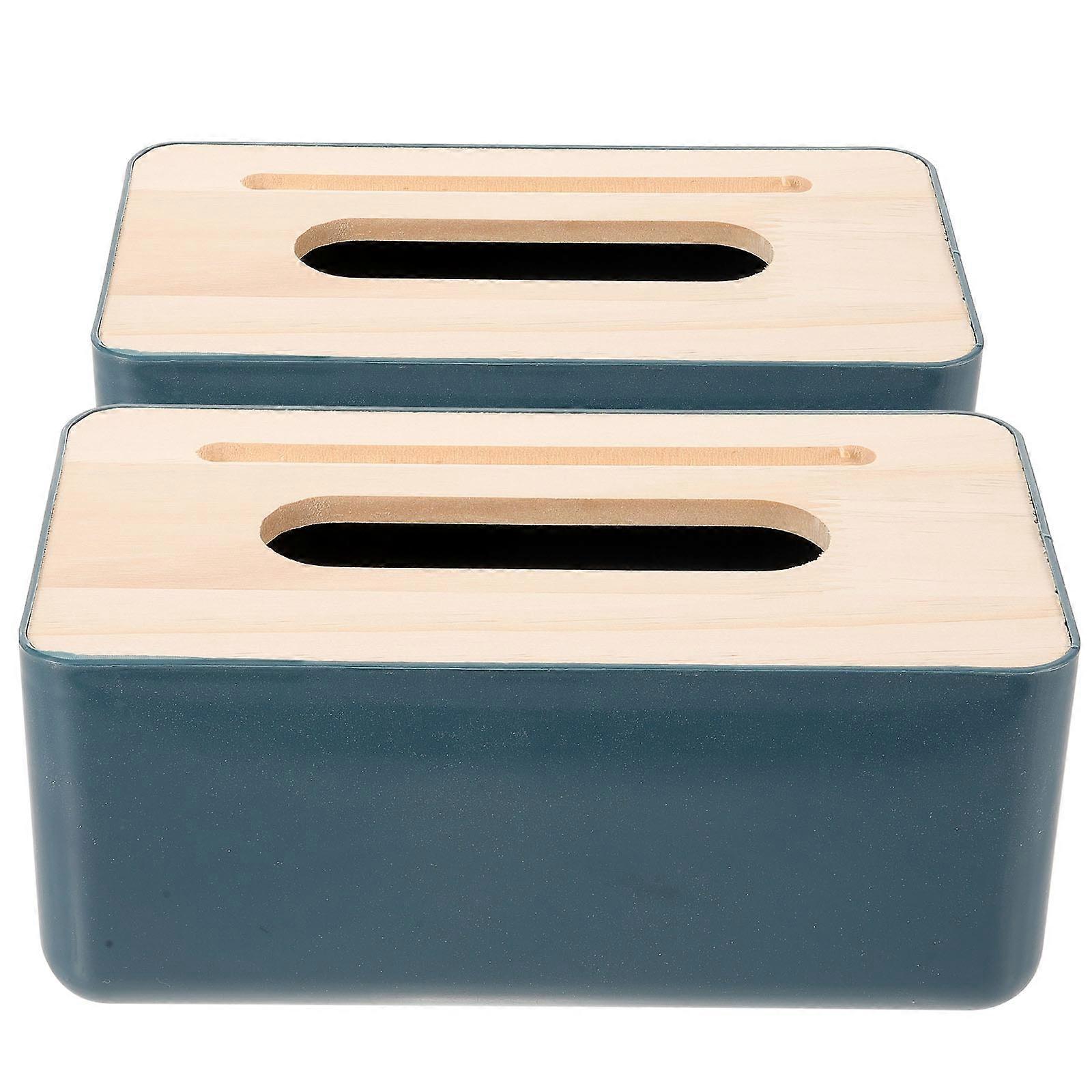 Dark Blue Tissue Paper Holder with Smooth Surface for Home Use Plastic 2pcs