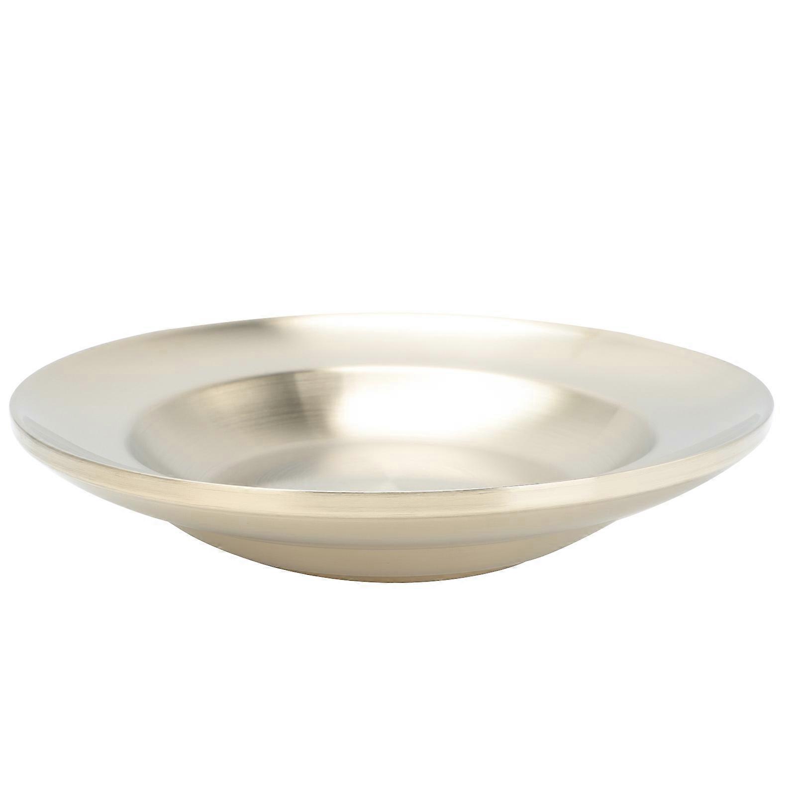 Round Plate Double-Layer Dinner Container Golden 21x21cm Food Serving 1Pcs