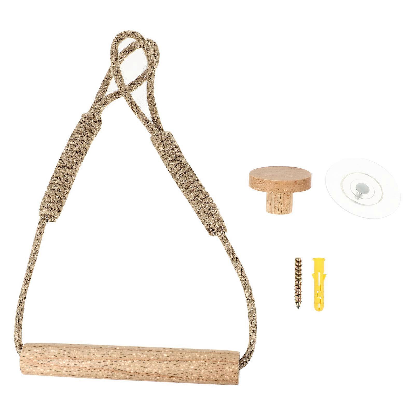Tissue Holder Round Solid Wood Roll Paper Hemp Rope Living Room Balcony Prevents Towel from Falling Off 1Pcs