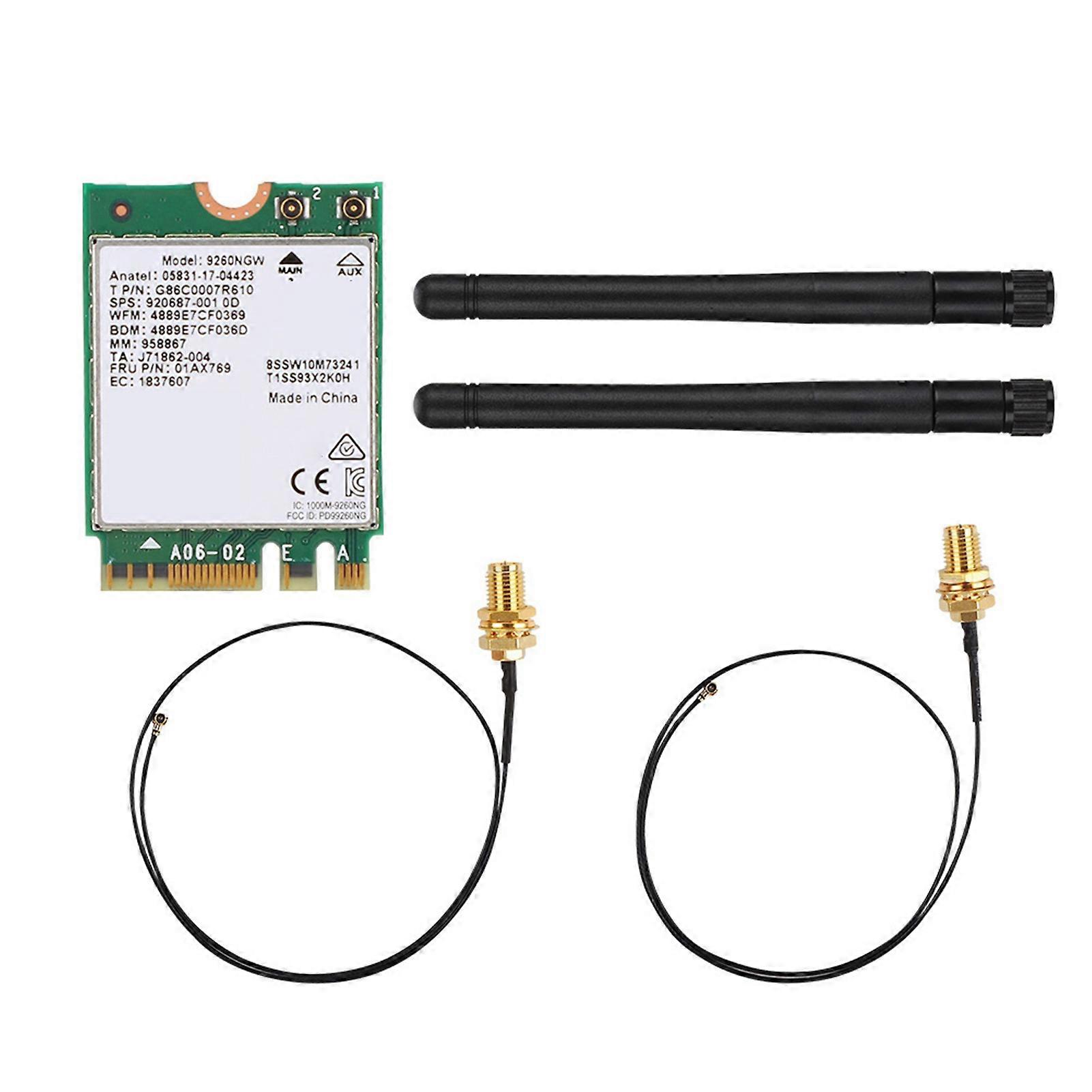 For Intel 9260 + 2dB Antenna 1.73Gbps NIC Laptop Notebook 2.4G/5G Network Card NGFf M.2