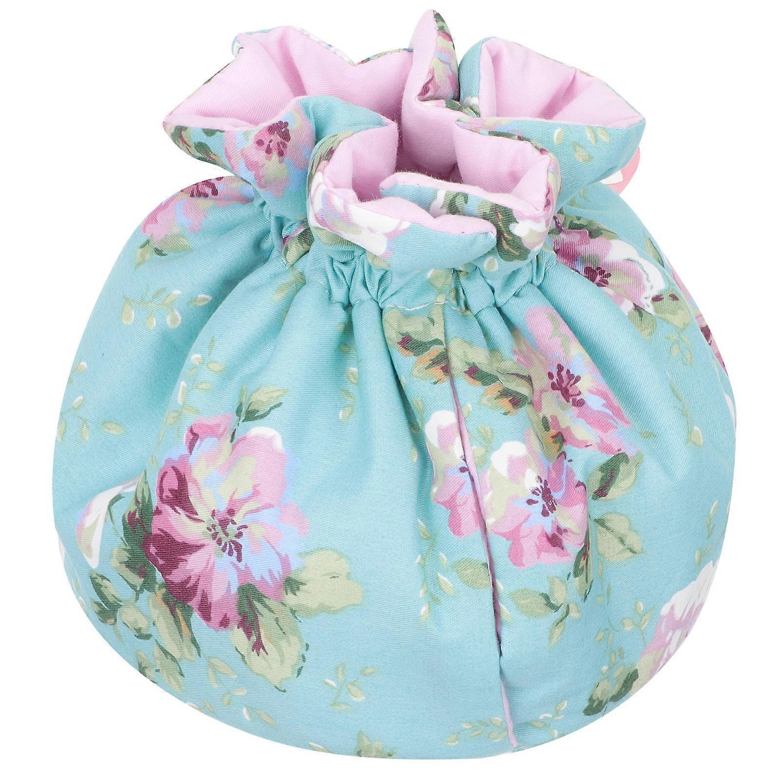 Insulated Cotton Tea Cosy with Floral Print, Portable Teapot Cover with Drawstring Design for Kitchen, Breakfast, and Home Decor Use