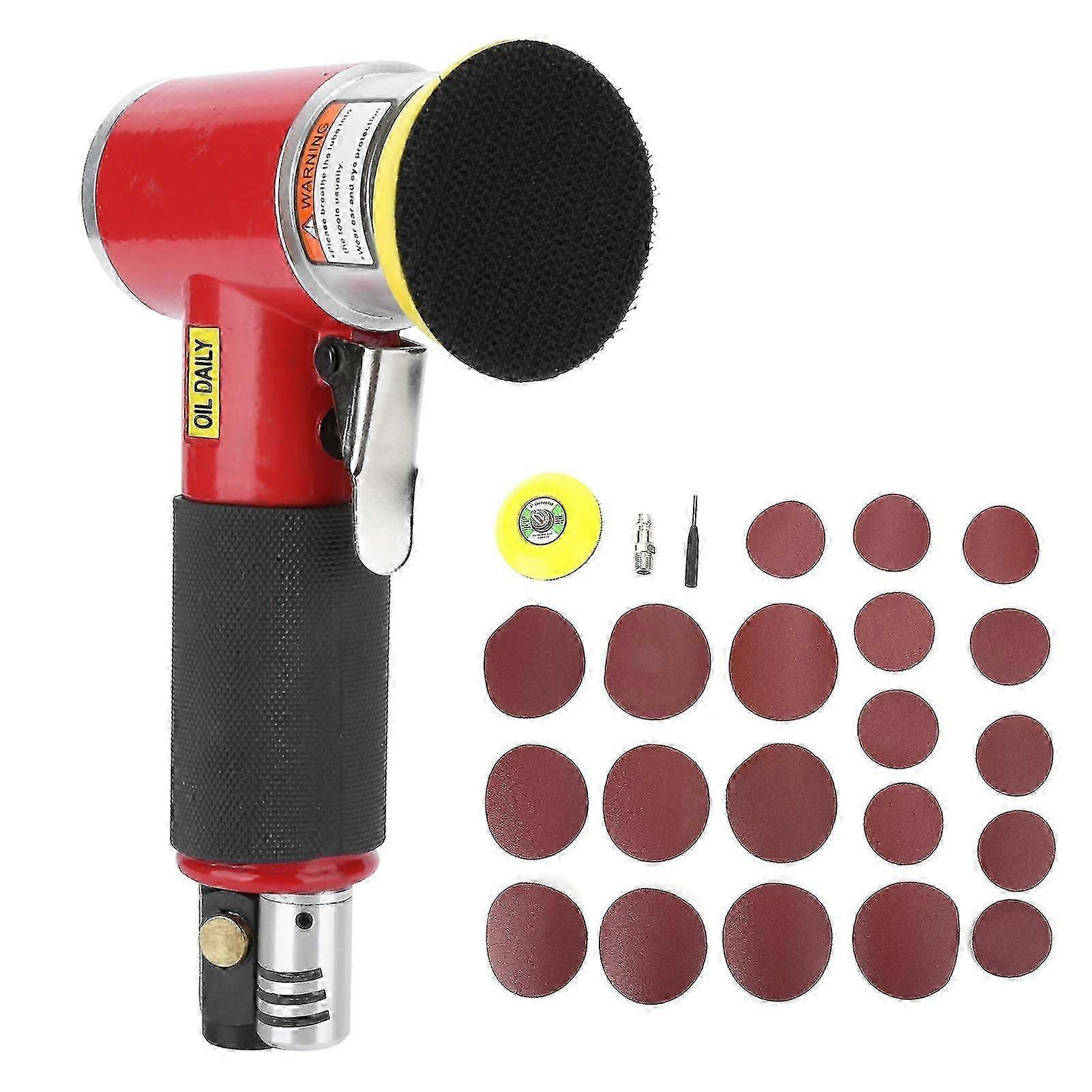 Mini Pneumatic Air Sander Eccentric Grinder Polishing Machine with Sandpapers for AutomobileRed