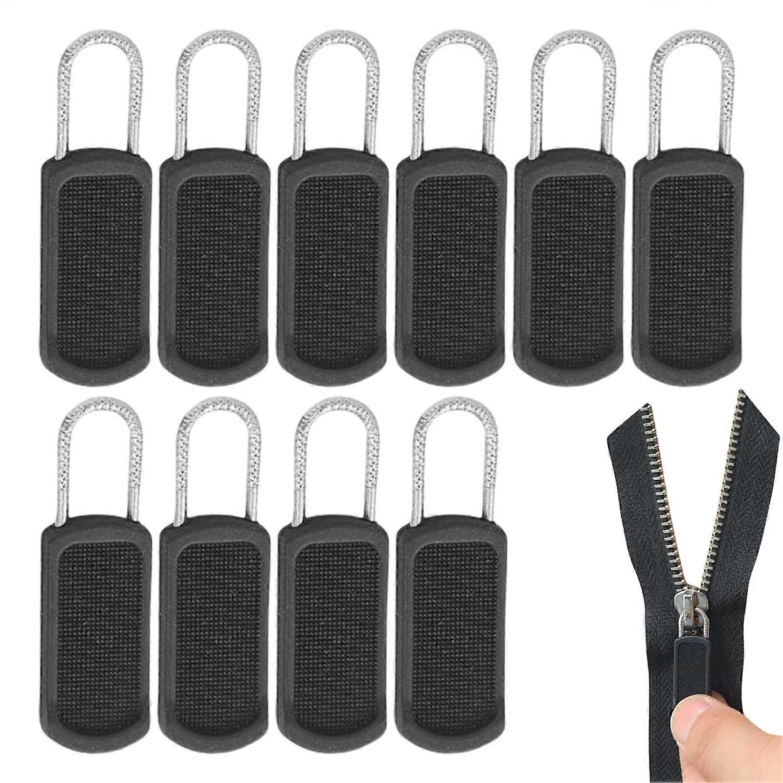 Removable Zipper Puller 10-Piece Zipper Repair Kit for Handbags and Backpacks, Easy to Install, Black
