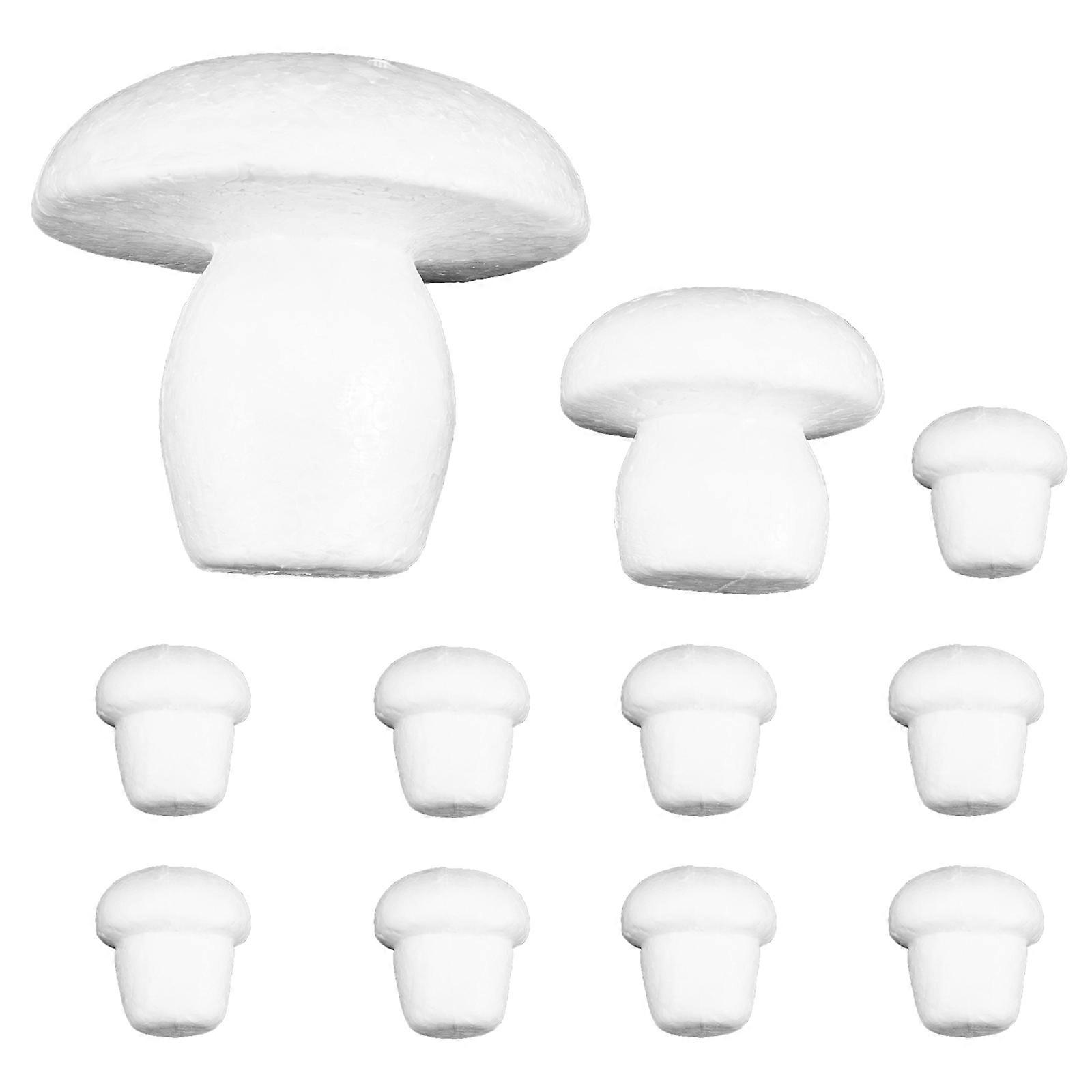 Foam Mushroom Models for Kids DIY Crafts and Playing White Color 12pcs