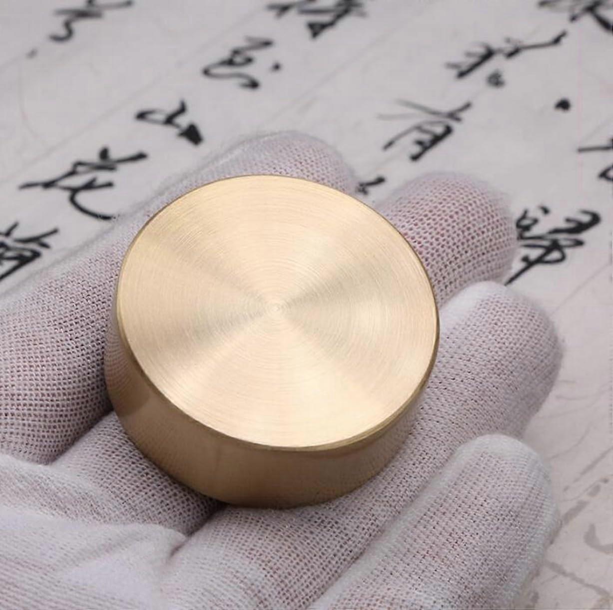 Round Brass Block, 1 Piece, Diameter 5 cm, Chinese Calligraphy Paperweight