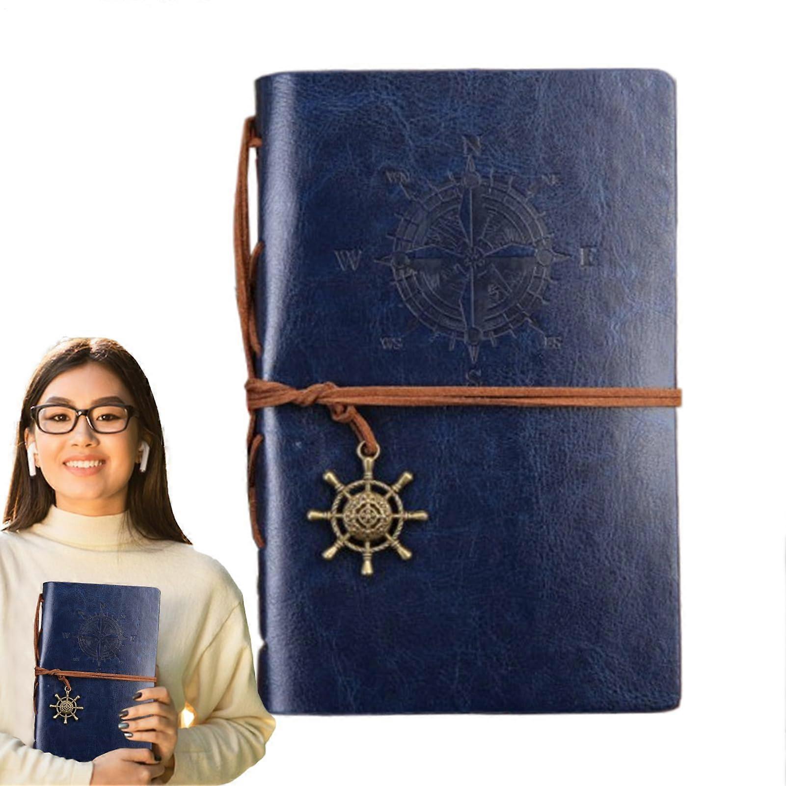 Vintage Notebook | Flexible Binding Journal, Retro Planner & Diary, Blue Writing Stationery for School and Work